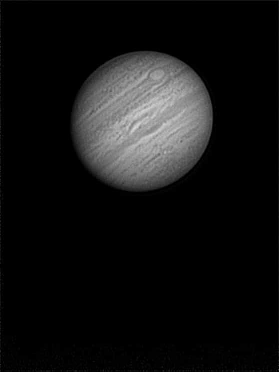 Hier een opname van Jupiter op 24 september 2011 met een IR 742 Nm filter, een 4x Barlow, een 25cm N