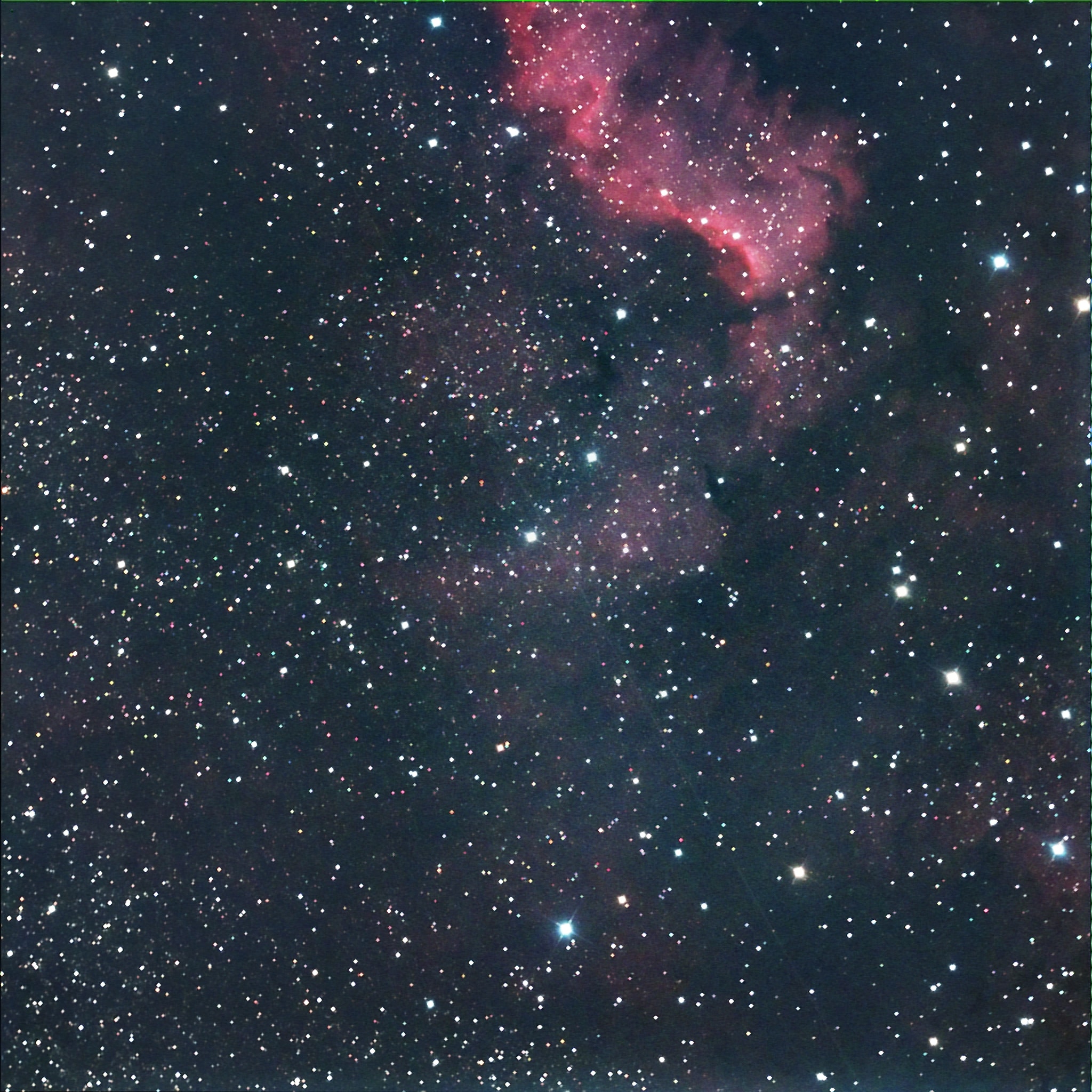 De eerste opname van de Epsilon 180 RD F 2,8. Dit is de Cygnus arm van NGC 7000, mijn Go To had weer
