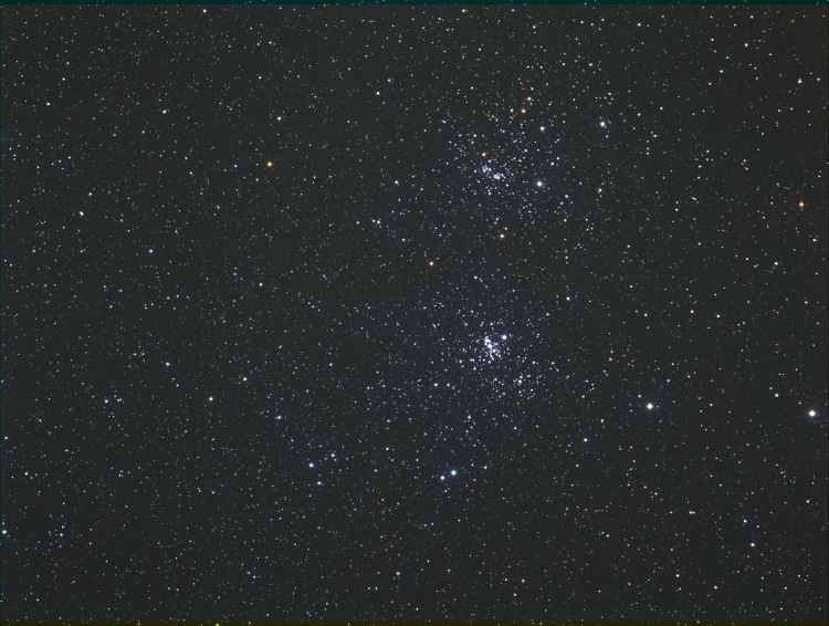 Hier is hij dan, Marc, NGC 869 en NGC 884, genomen met de FSQ 106mm F 5 en de STT 8300 M RGB, 3x 600