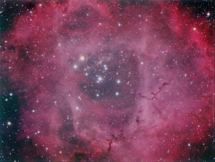 Als sluitstuk in de nacht van 25 november deze opname van NGC 2237 de Rosette nevel, gemaakt met de