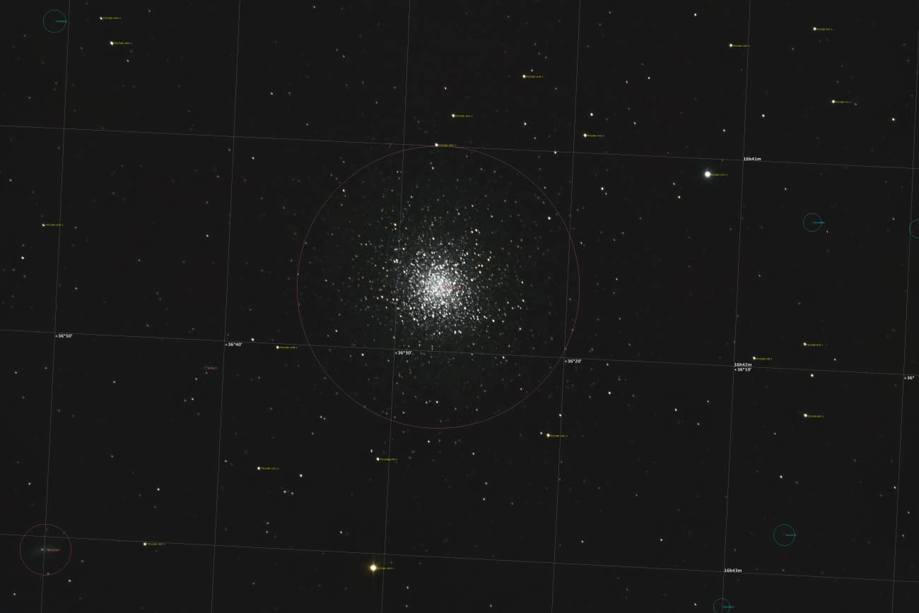 Het final image van M 13 van 7 juni 2015, Canon 7D MII ISO 3200, 50s, 15 frames gekalibreerd met 10