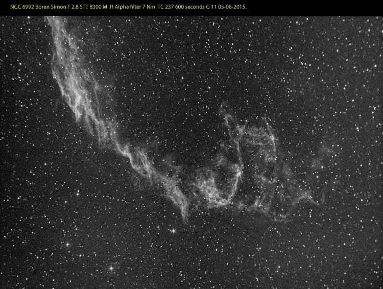 Ik zet deze van de Sluiernevel- NGC 6992- er ook nog bij. Untitled1805 NGC 6992 BS 250 F 2,8 STT 830
