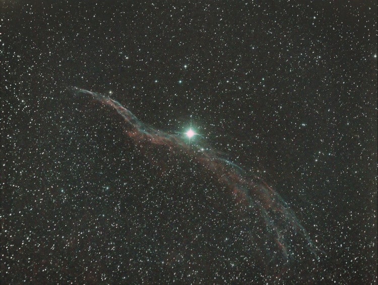 Hier nog een plaatje van NGC 6960, tijdens de opname was er lichte bewolking. Momenteel plenst het h