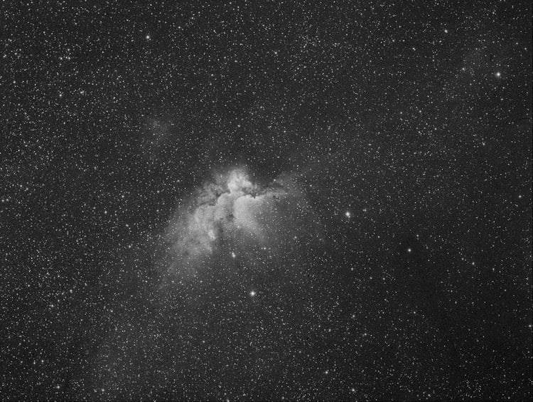 Hier NGC 7380 in Cassiopeia met de FSQ 106 F 5 en de STT 8300 M in H Alfa, een uur lang belicht met