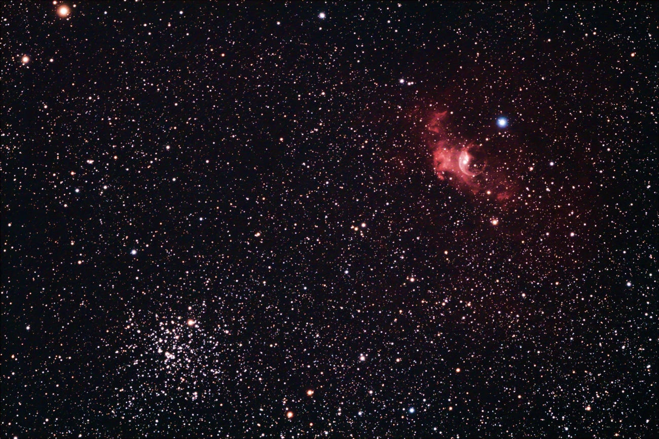 En verder de volgende nacht…. Opn2: M 52 en NGC 7635 20151011/12-185537UT ISO800 RGB: 29x 300s