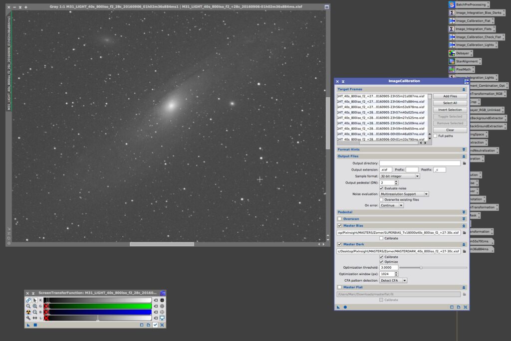 Settings van het ImageCalibration tool.