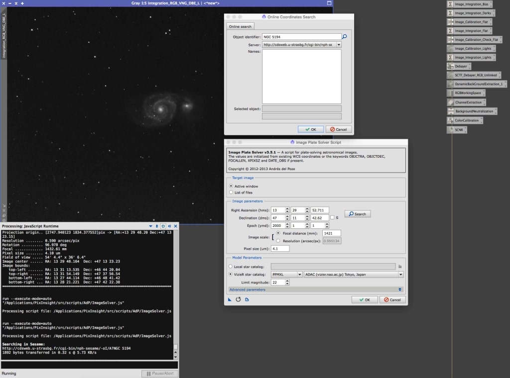 Image solver menu en settings.
