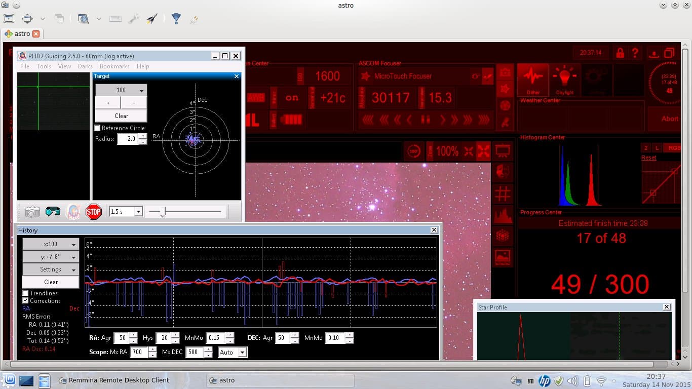 Omdat het hier inderdaad fijn weer is stromen de subs ‘s nachts binnen. Dit is NGC281, de Pacm