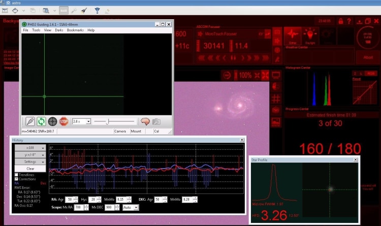 Over 2 uur start een serie M81/M82, eerst moet de maan onder zijn. Tot die tijd een Open sterrenhoop