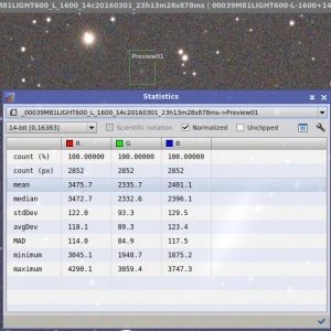 Op dit moment heb ik voor project M81/M82 18 uur aan data binnen met 300 seconden iso 1600 subs. Maa