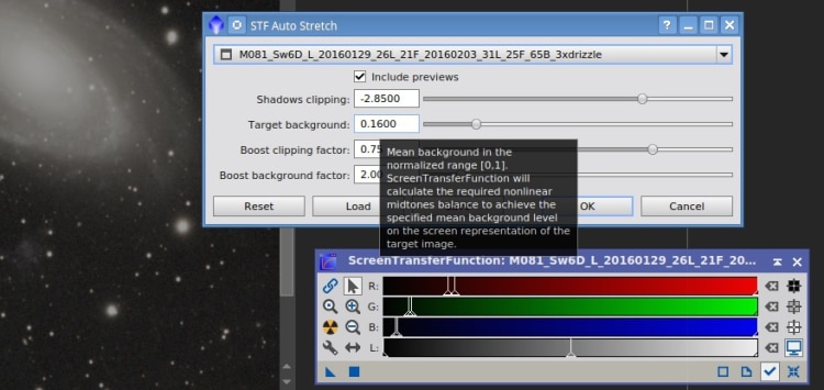 Bij crtl-click krijg je de parameterinstellingsdialoog te zien, zie screenprint STFsettings