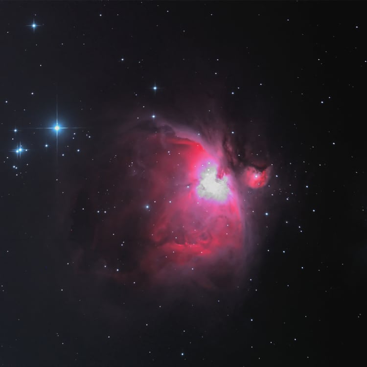 De laatste opname in kleur van M 42, ik krijg geen volgende gelegenheid meer omdat de Maan te veel g