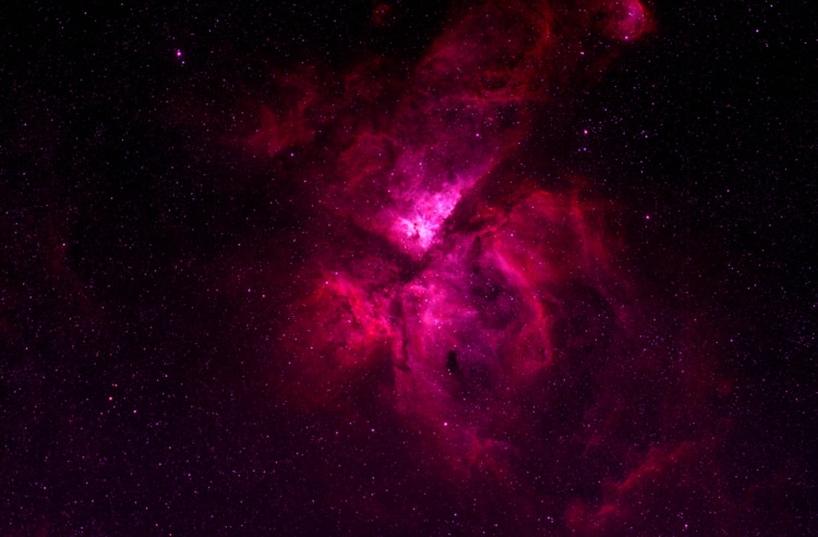 Eta Carinae, in Botswana waar het nooit regent in Maart, maar wel als ik er kom met mijn telescoop.