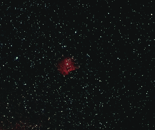 NGC 2175 Apenkopnevel in de Tweelingen opgenomen vrijdagavond (8/4) om ca 22,00 uur. Hoewel het bijz