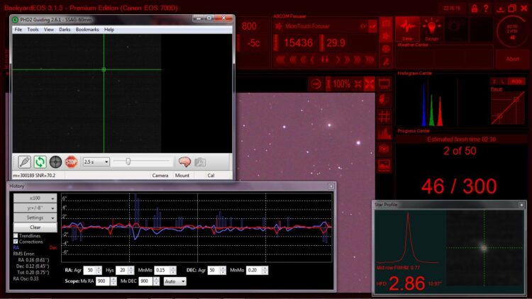 Sessie 2 van Ghost hunting is klaar, nu 82x300sec iso800 subs binnen. Vanmorgen stond de telescoop i