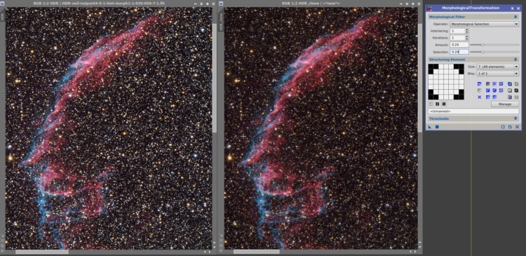Marc, hier een voorbeeld van het effect van MorphologicalTransformation. (Links voor, en rechts na h