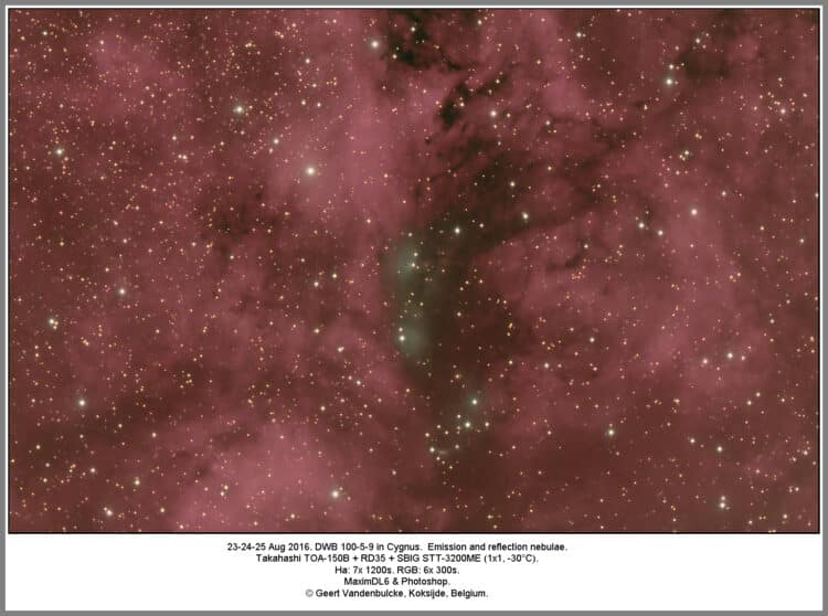 In de voorbije drie nachten wat deep-sky gedaan, DWB 100-5-9 (in sommige atlassen aka NGC6914). Dit