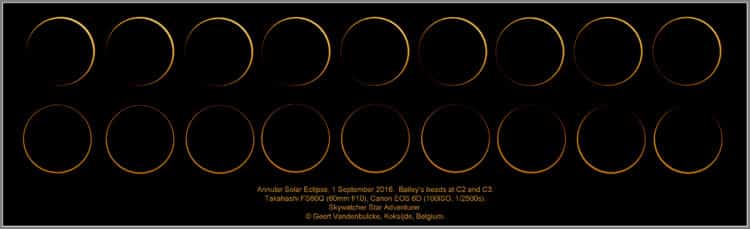 Nog een versie van opnamen van de ringvormige zonsverduistering op 1 september 2016. Deze toont heel