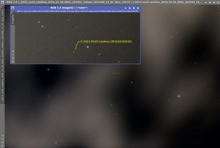 Hoe gaat het met komeet C/2013 us10? Die grote witte vlekken dat zijn toch….ja wolken. Het voo