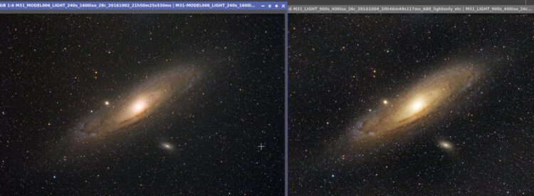 Dan is deze vergelijking ook interessant, links 4 min iso 1600, rechts 15 min iso400. (in beide geva