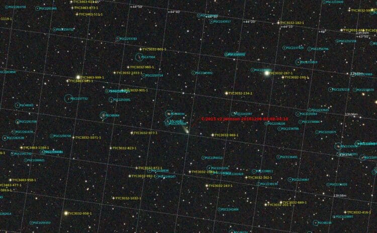 C2015 v2 Johnson zal in juni 2017 richting magnitude 6 gaan (zie hier de info op theSkyLive ), hij i