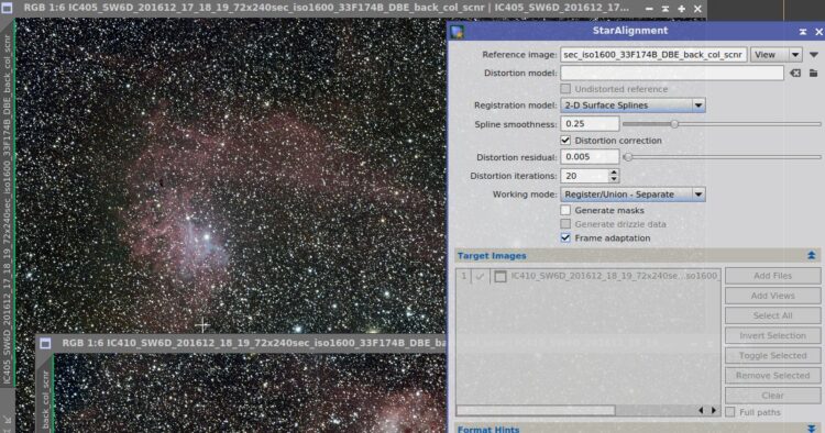 En met Pixinsight ook, zie de “distortion correction” optie in Staralignment (met zelfs 