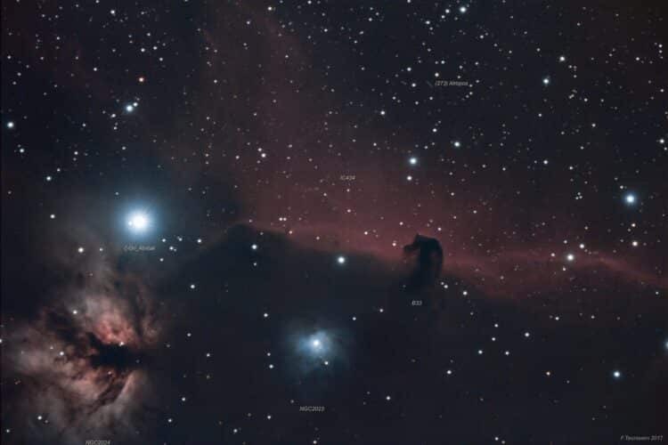 In de nacht van 21-22 januari 2017 opname van bovengenoemde regio in Orion. IC434 is een voornamelij