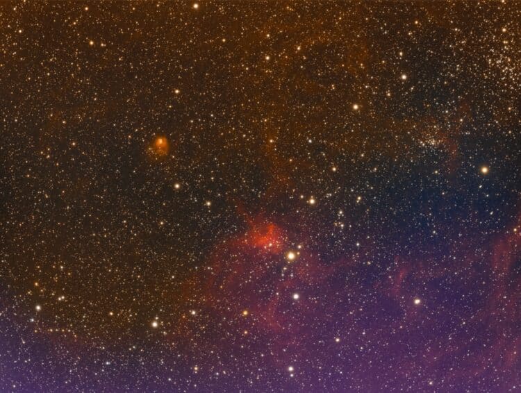 De spin en de vlieg nevel (IC417 en NGC 1931) genomen op 23/1/2017. TS 80/480mm APO met 0,8x reducer