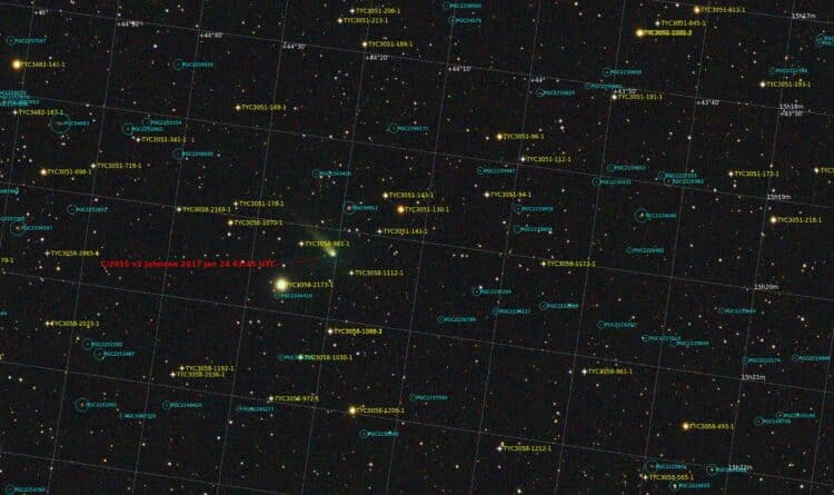 Een update voor C/2015 v2 Johnson, deze opname is van 24 januari om 03:45 UTC. Belichting: 1 opname 