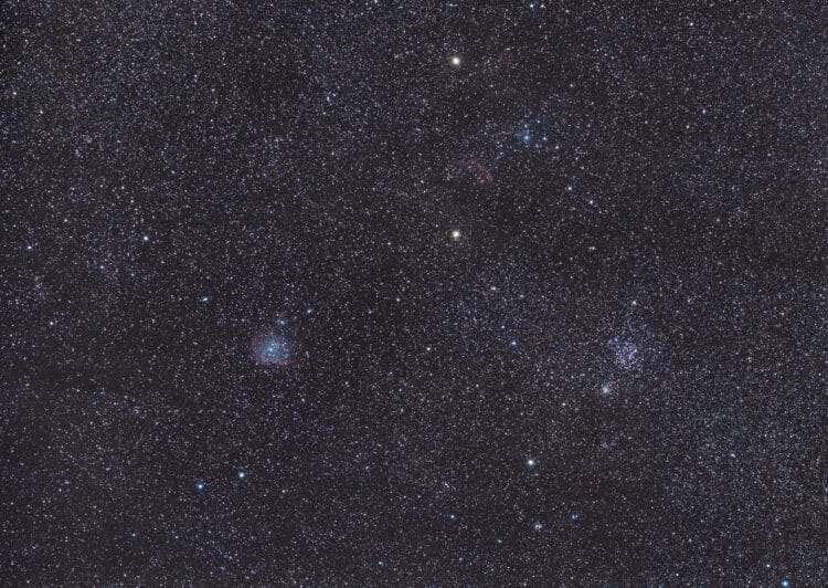 Het “final” image van M35 en regio. Ik heb m.b.v. PixelMath (een vrije exercitie) 50x15s, 25x60s