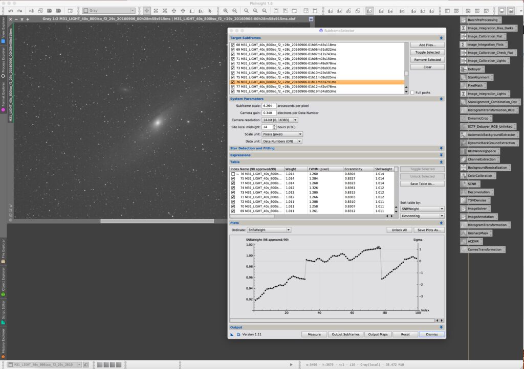 Het SubframeSelector script