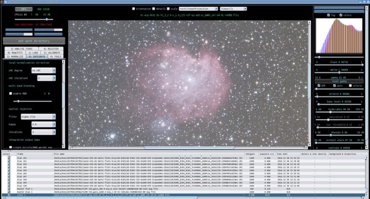 1.034 4GB DEB package stacking on Vaio 8GB OK! I stacked 40Lights using 34Flats and 150Bias. See scr