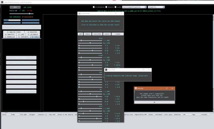 Now I need to combine all the masters (RGB, Ha, OIII and SII). But I’m stil;l struggling with