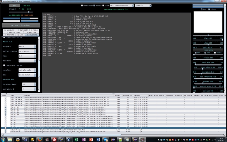 Now we’ll create the master flat. We need to select the flats, the masterbias and the BPM will