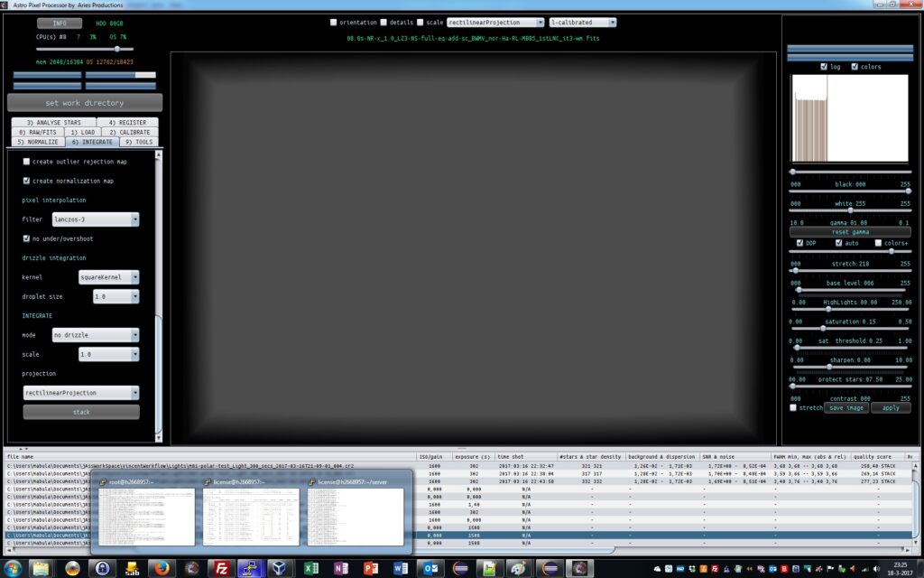 and lastly we make the stack at 6) INTEGRATE Since I am only working on 5 frames to illustrate a wor