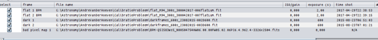André send me the following files so I could test his calibration workflow: 2 bias frames 2 dark fr