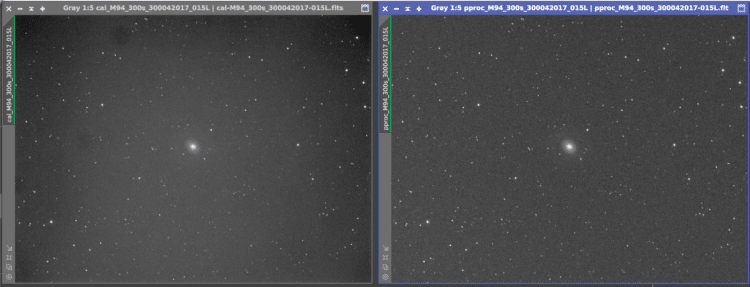 Ik ben vandaag eens begonnen met het verwerken en testen van een processing van M94 data van afgelop