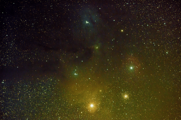 Antares and the Rho Ophiuchi area taken at approximately 48°N over three nights in La Blache, Prove