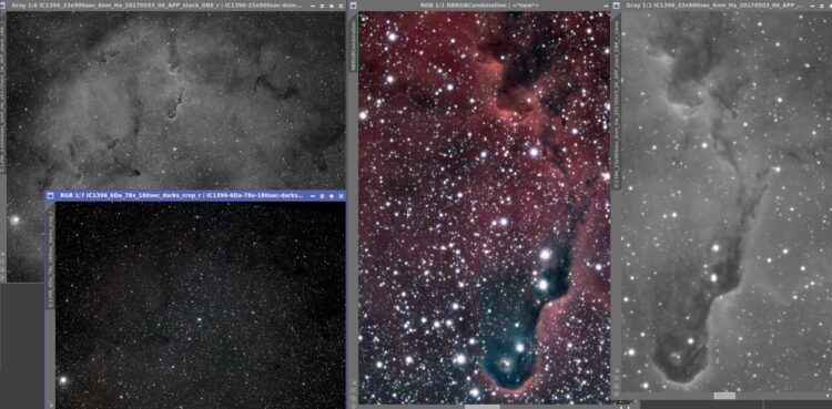 IC1396 is tot nu toe een uitdagend object. Met DSLR RGB (Canon 6Da) heb ik nog geen goed resultaat k