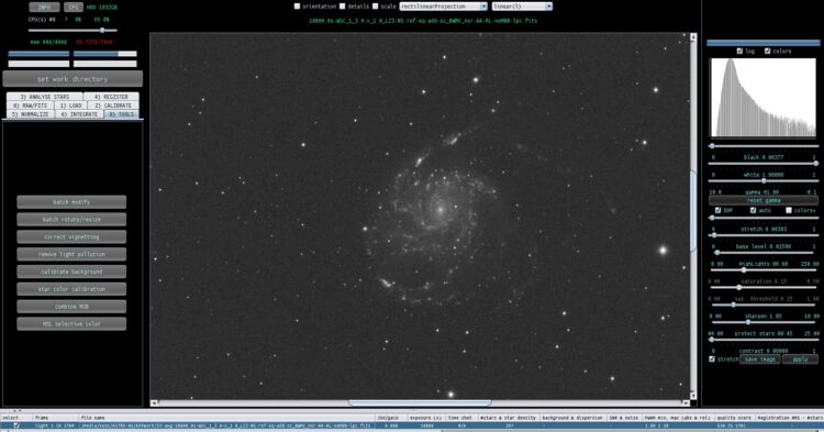 This raw 12×900 seconds Ha stack looks pretty clean. ( QHY16200 CCD @-20C / Esprit 100 f5.5 