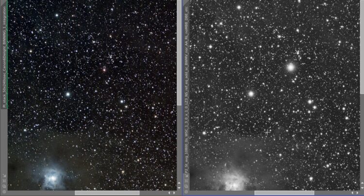 Zo’n helderheidsverschil valt wel op! Links RGB uit september 2015, rechts Luminance april 201