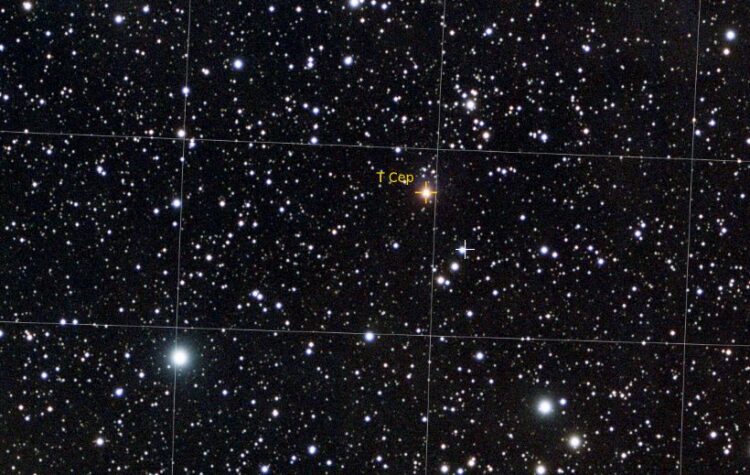 Hebbes! Het is T Cephei, een Mira variable met een periode van 388 dagen. Magnitude variabel tussen