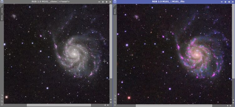 Rob, links orgineel, copy image, gebruik de copie als mask, curvestransform, Saturation, resultaat r