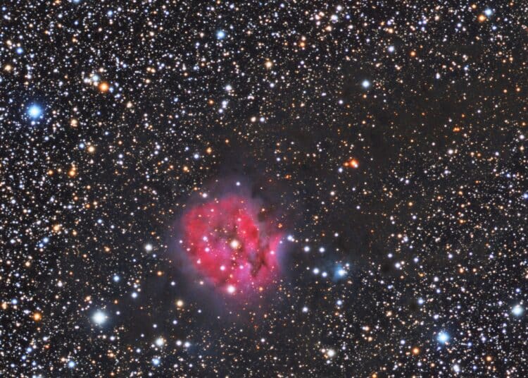 En nog een crop rond IC5146 zonder de “staart” van donkere nevels ernaast.IC5146-Cocoon-