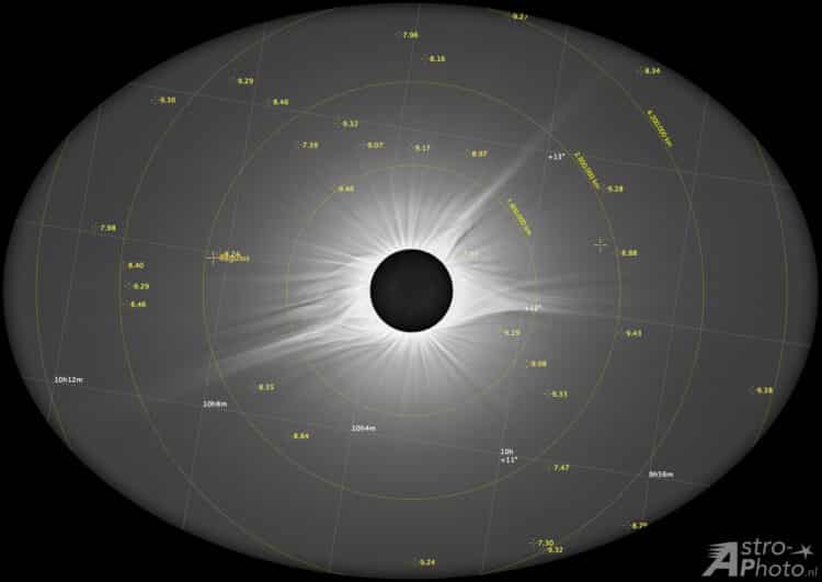 Een bewerking die ik heb gemaakt met mijn eclipse data om de corona te laten zien in zijn volle glor