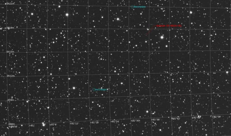 Een weer eens wat anders object is deze Quasar of Blasar in Cepheus. Op 11 september tussen 21:50 en