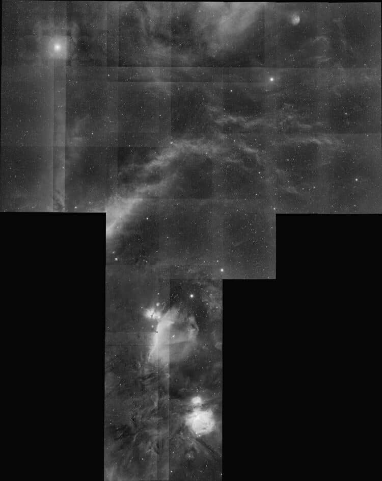 De registratie van deze 30 panelen ( 6×600 sec per paneel) gaat prima (RMS: 0.05 pixel). Deze w