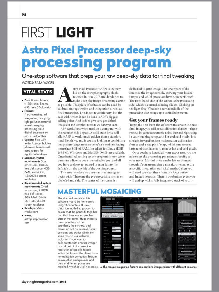 Ik kwam toevallig deze introductie van APP in het Sky At Night magazine tegen. Veel plezier met leze