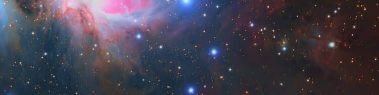 De NGC1999 regio Even ten zuiden van de heldere Orion nevel is een kleine reflectienevel verlicht do