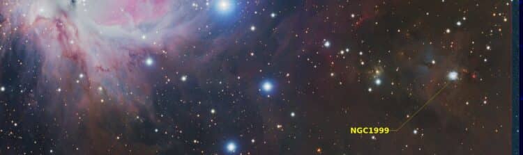 We gaan de HDR nog wat extremer doen met het weergeven van het zwakke nevelgebied rond NGC1999. Deze